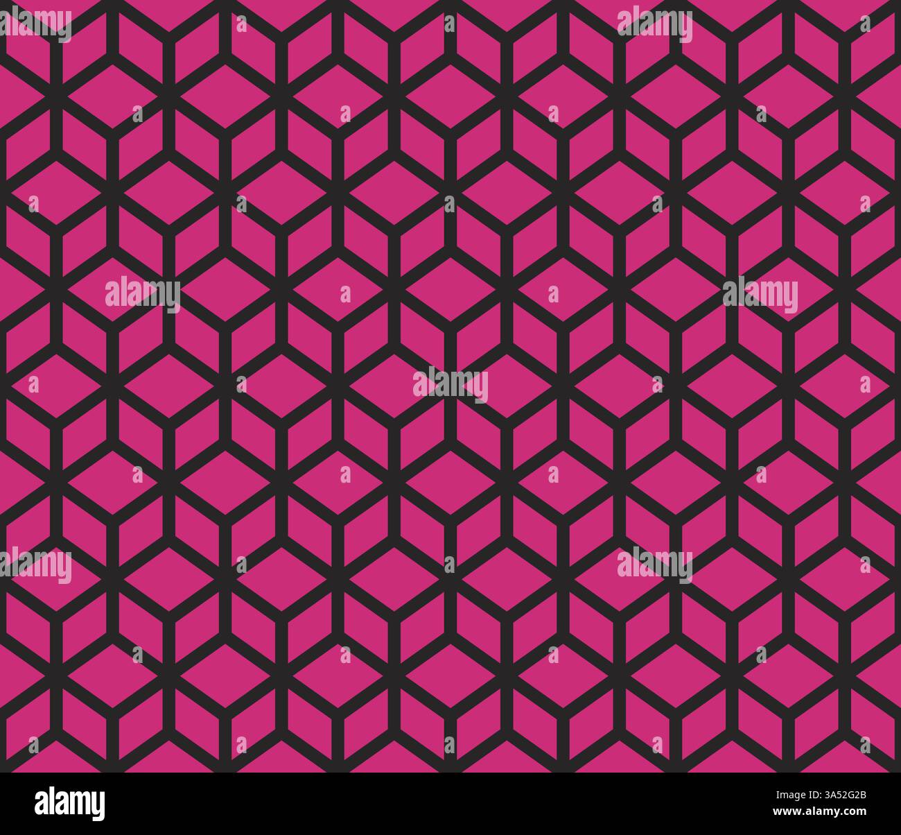 Pink geometrical cubes vector art seamless pattern on dark background Stock Vector