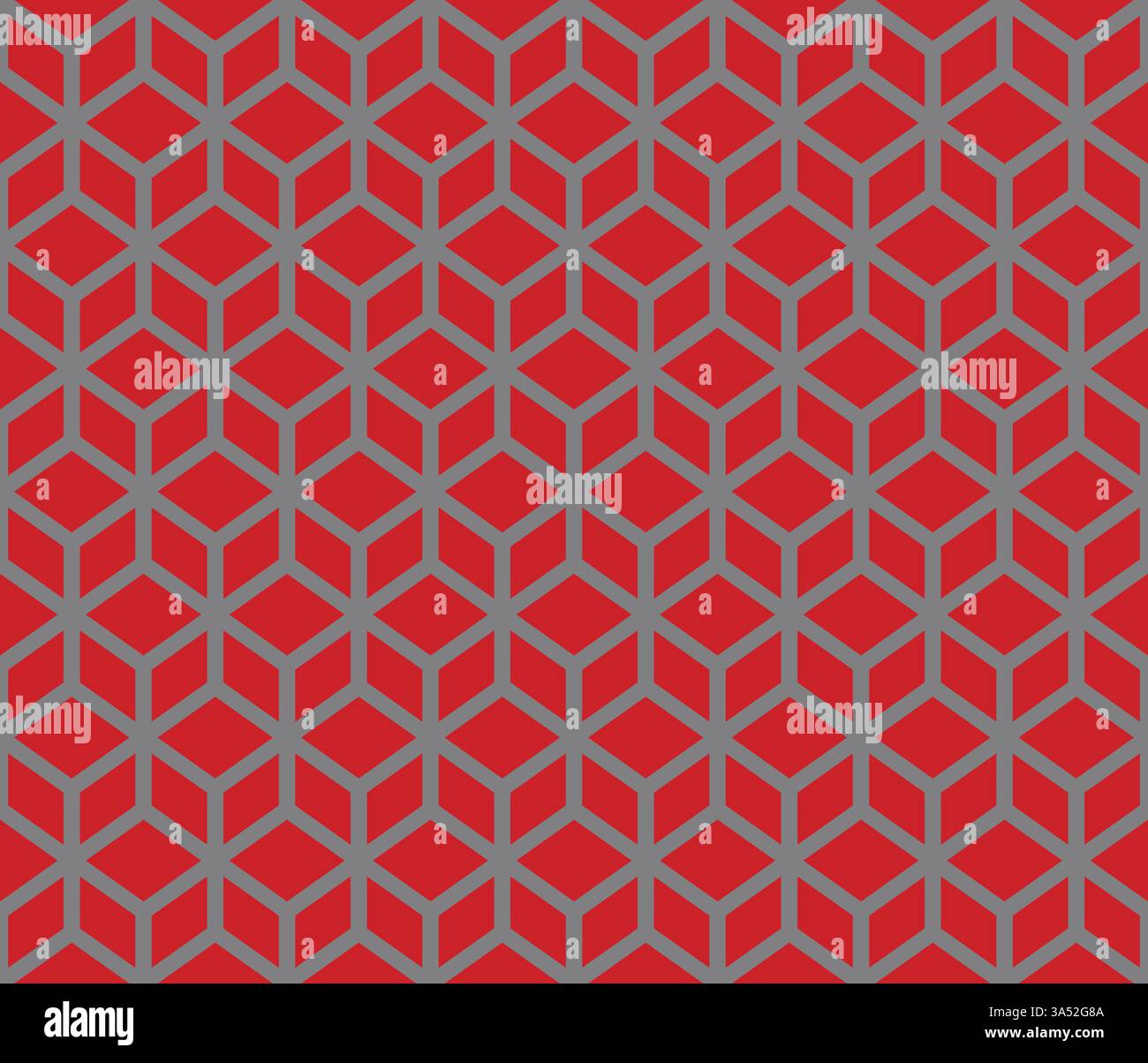 Red geometrical cubes vector art seamless pattern on grey background Stock Vector