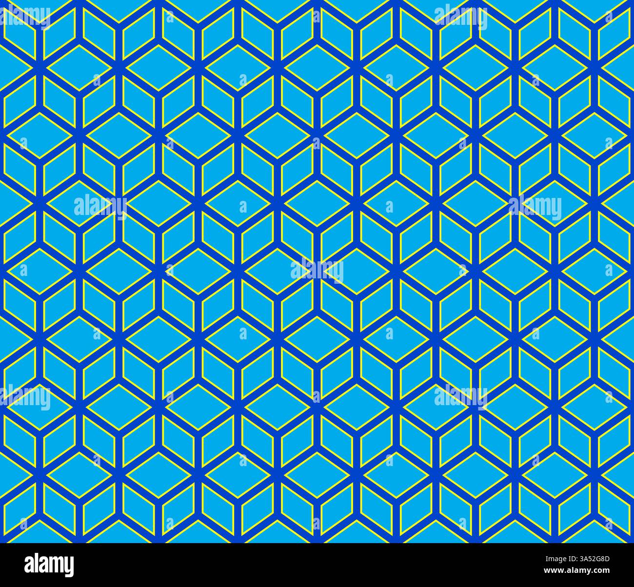 Light blue geometrical cubes vector art seamless pattern on dark background Stock Vector