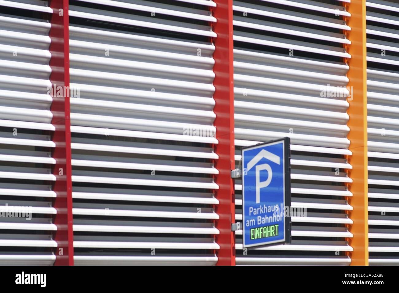 Picture of The architectural detail of the modern facade of a multi-storey car ...