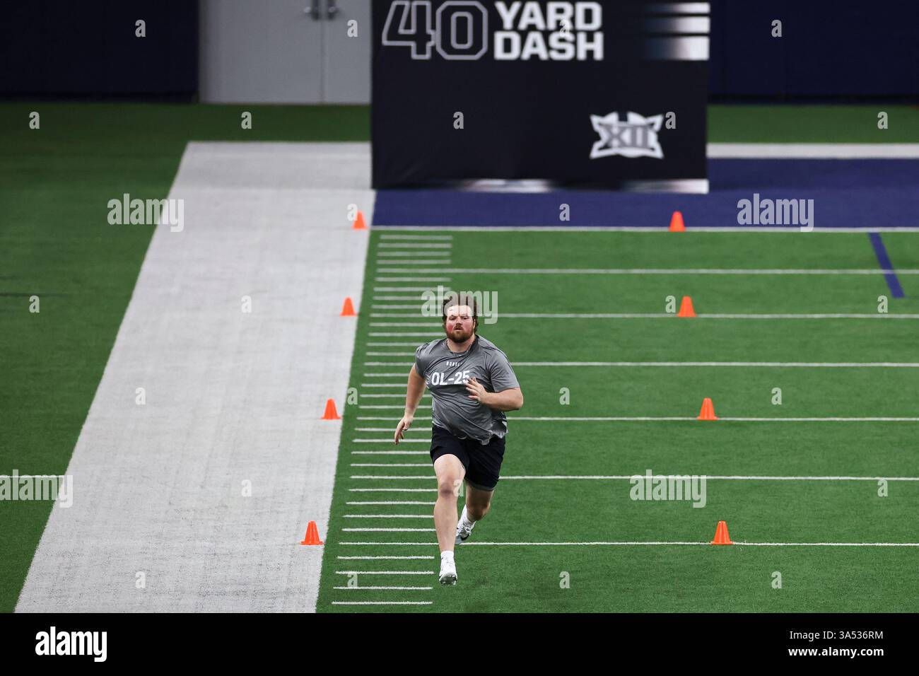 BYU offensive lineman Connor Pay runs in the 40 yard dash during the ...