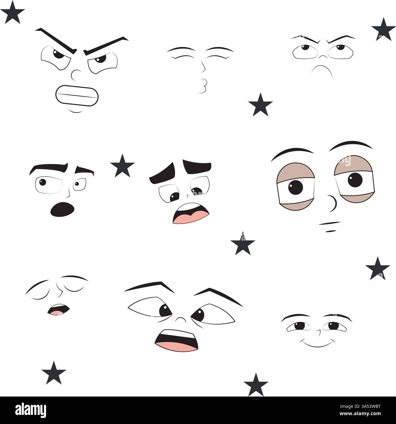 Set of different flat facial expressions Stock Vector Image & Art - Alamy