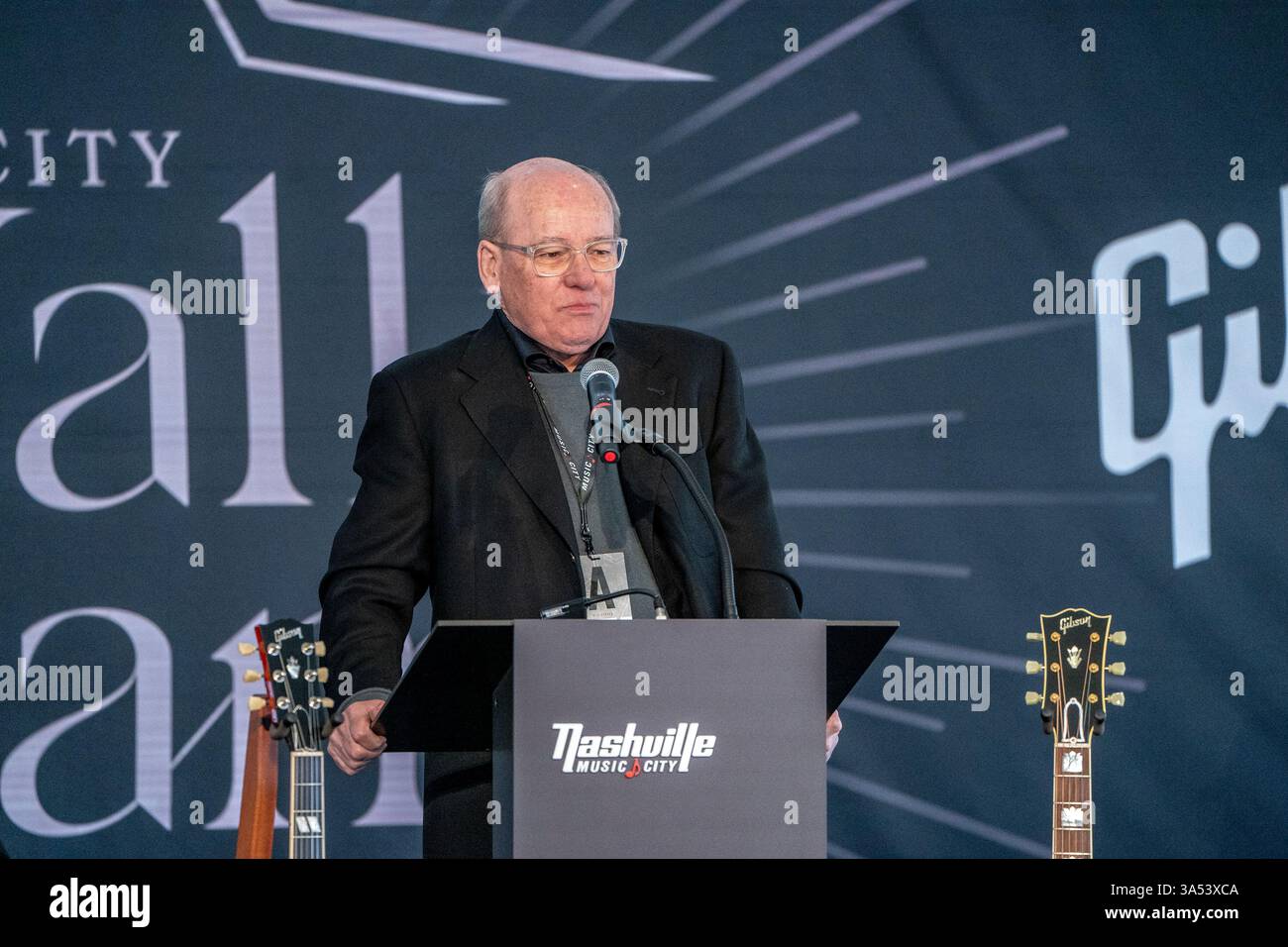 Colin Reed speaks during a ceremony honoring Luke Combs with a star on ...
