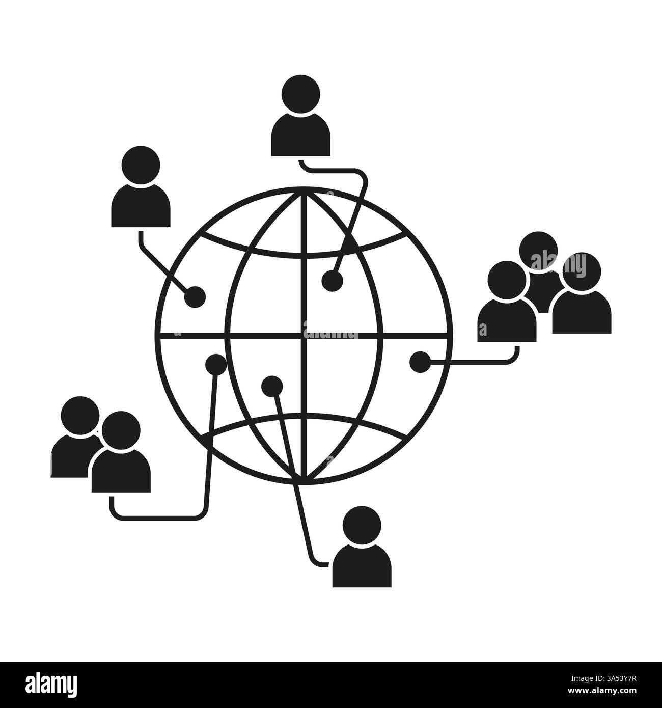 Global communication icon. Worldwide network system. Connected people ...