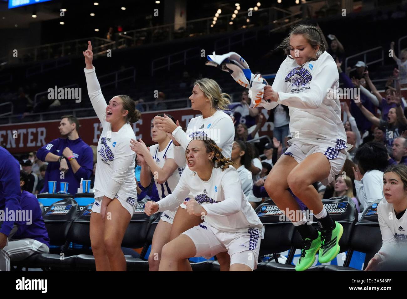 High Point players cheer a score from the bench during the second half ...