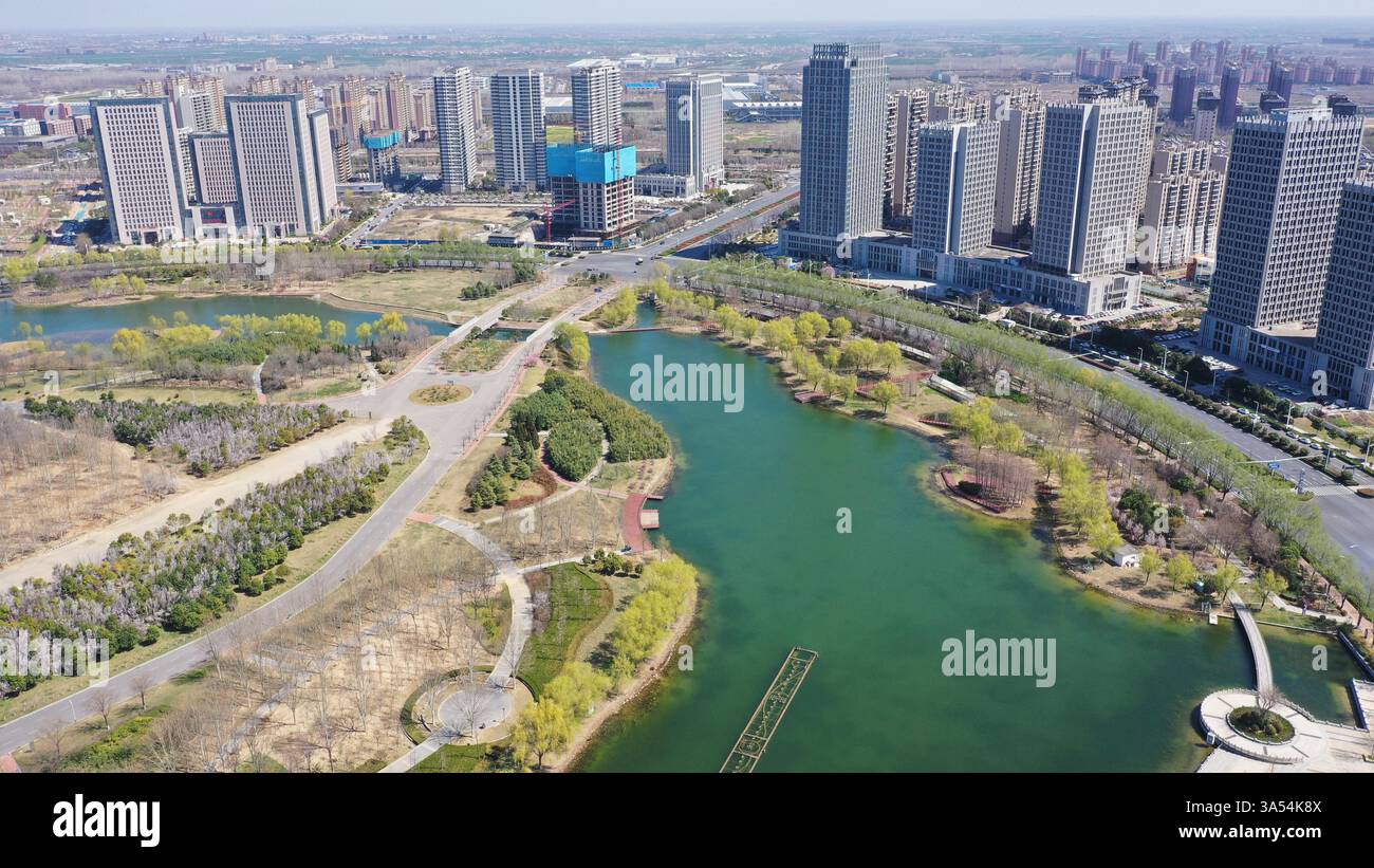 Aerial Photo Shows The Spring Scenery Of The Furong Lake In Xuchang 