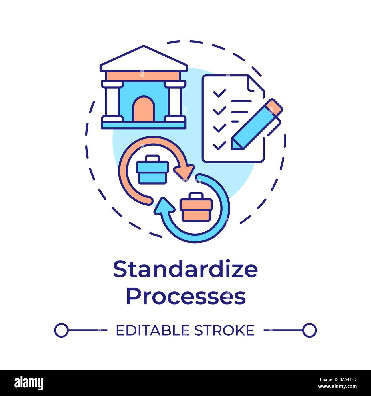 Standardize processes multi color concept icon Stock Vector