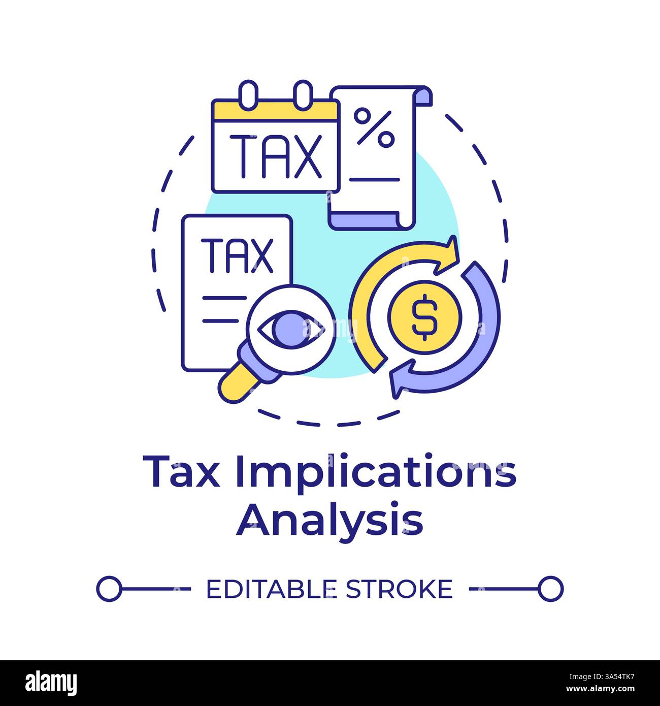Tax implications analysis multi color concept icon Stock Vector