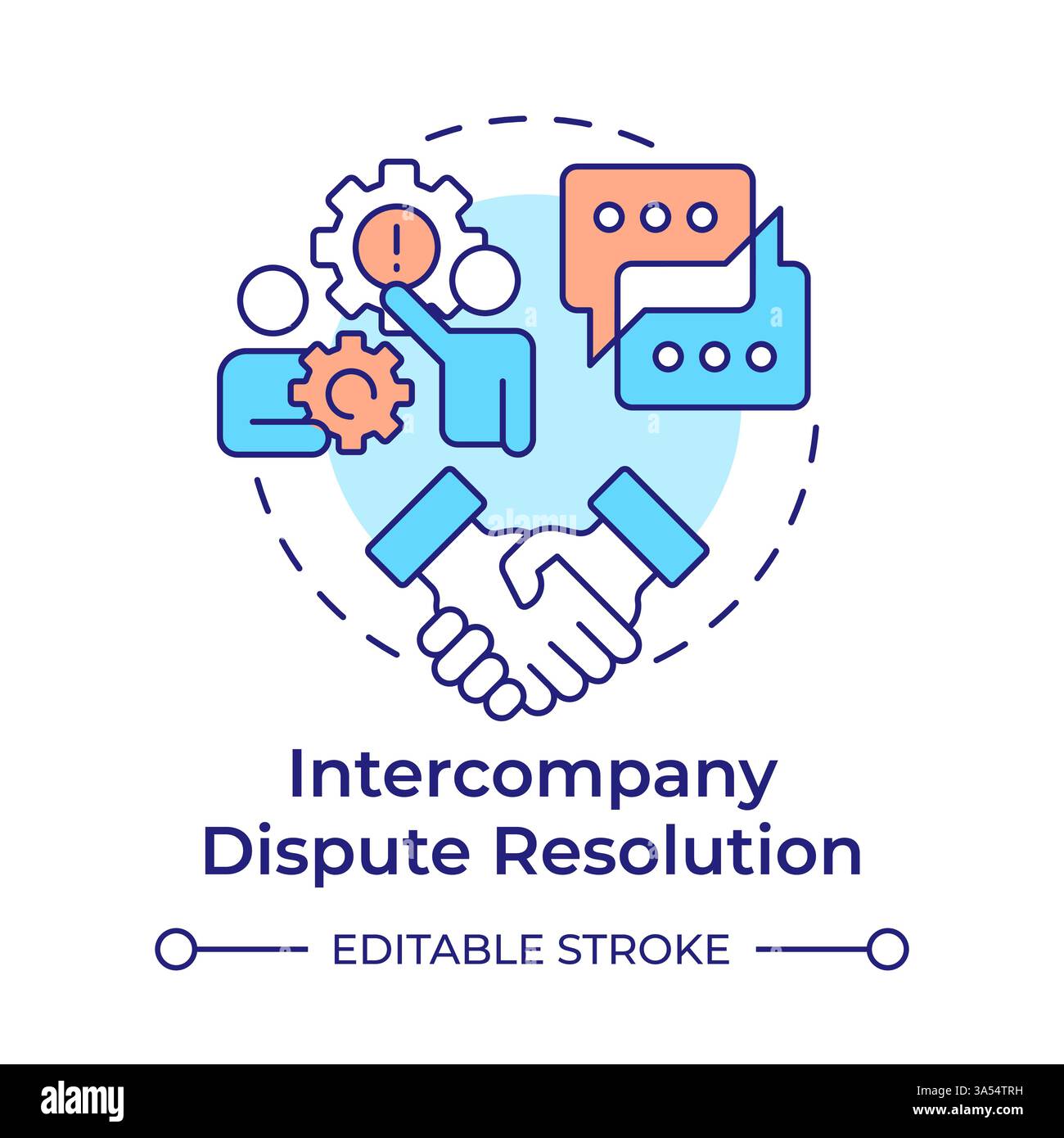 Intercompany dispute resolution multi color concept icon Stock Vector
