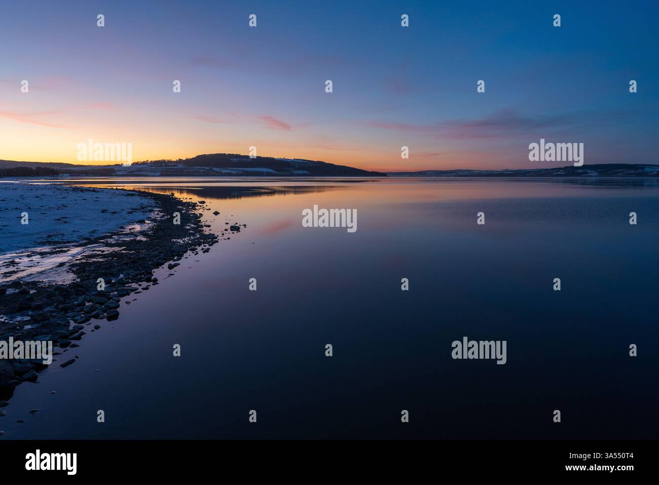 Lake Mjøsa a winter evening seen from panengen pier Stock Photo - Alamy