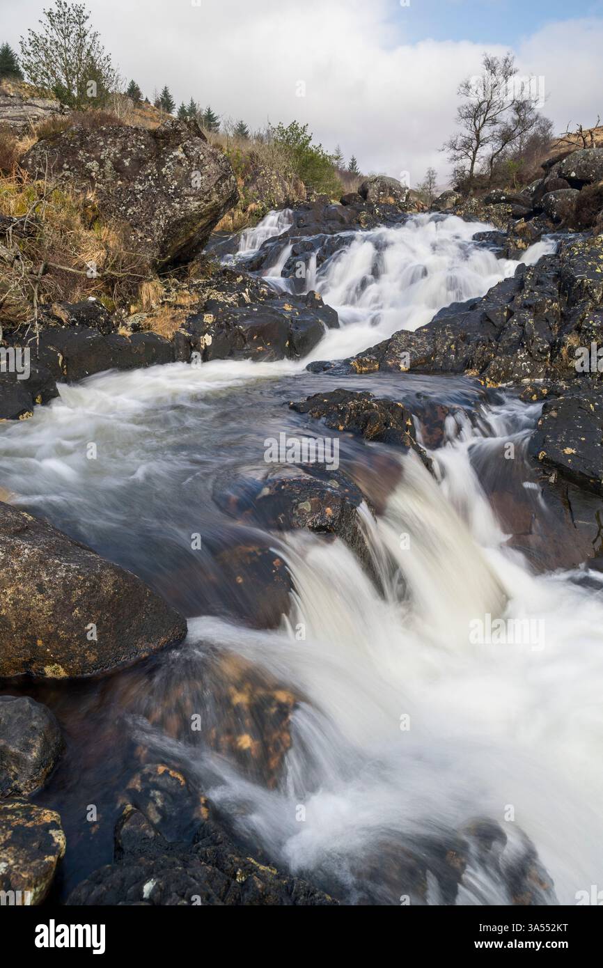 Waterfalls on the Buchan Burn, Glen Trool, Galloway Hills, Dumfries & Galloway, Scotland Stock Photo
