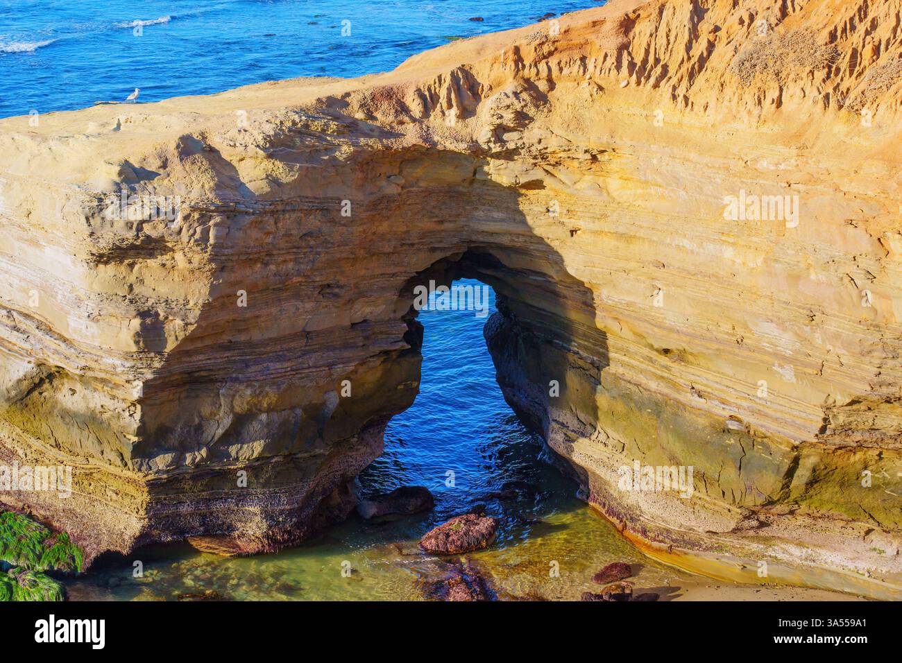Stunning rock arch formation, captured during golden hour, highlights ...