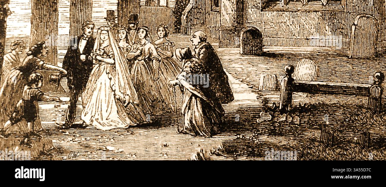An 1876 illustration of a British country church wedding Stock Photo ...