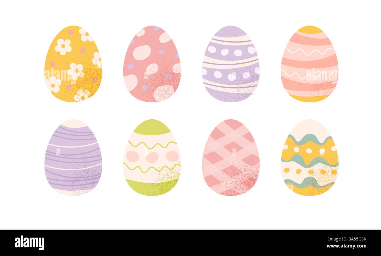 Easter eggs collection, colourful decorated eggs. Vector illustration ...