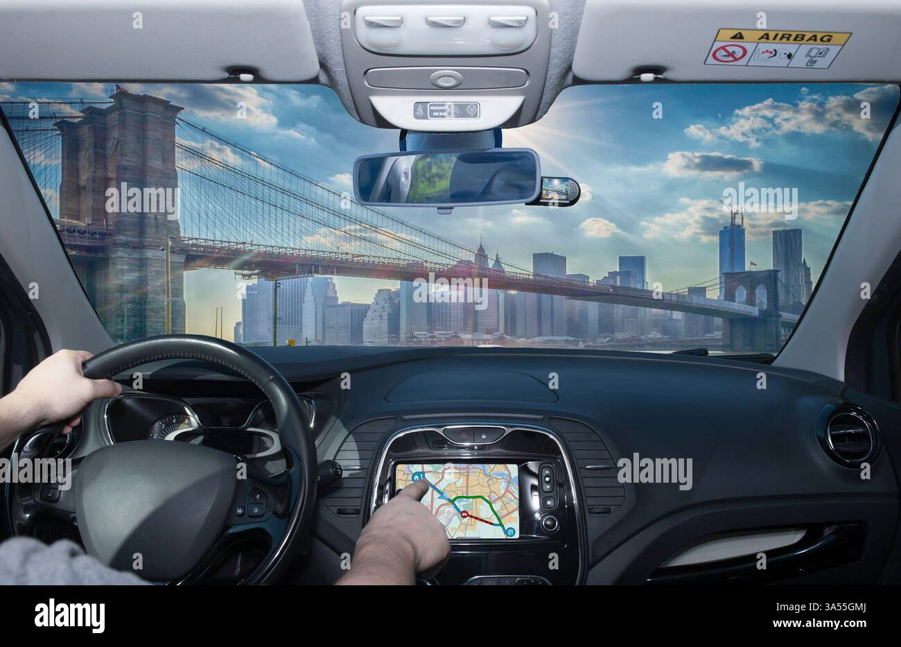 Driving a car while using the touch screen of a GPS navigation system ...