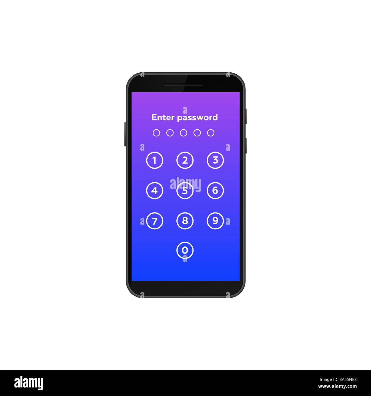 Smartphone security interface with numeric password entry padlock screen display Stock Vector