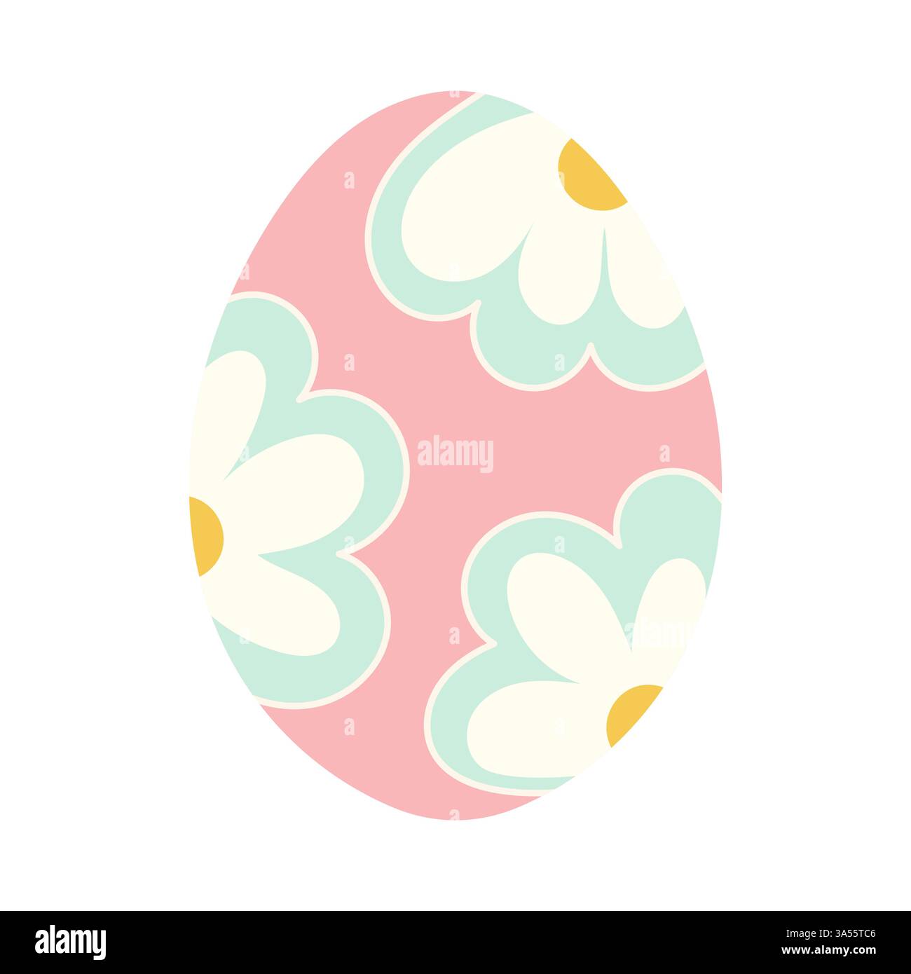 Pastel Easter Egg with Floral Pattern  Cute Holiday Decoration Stock Vector