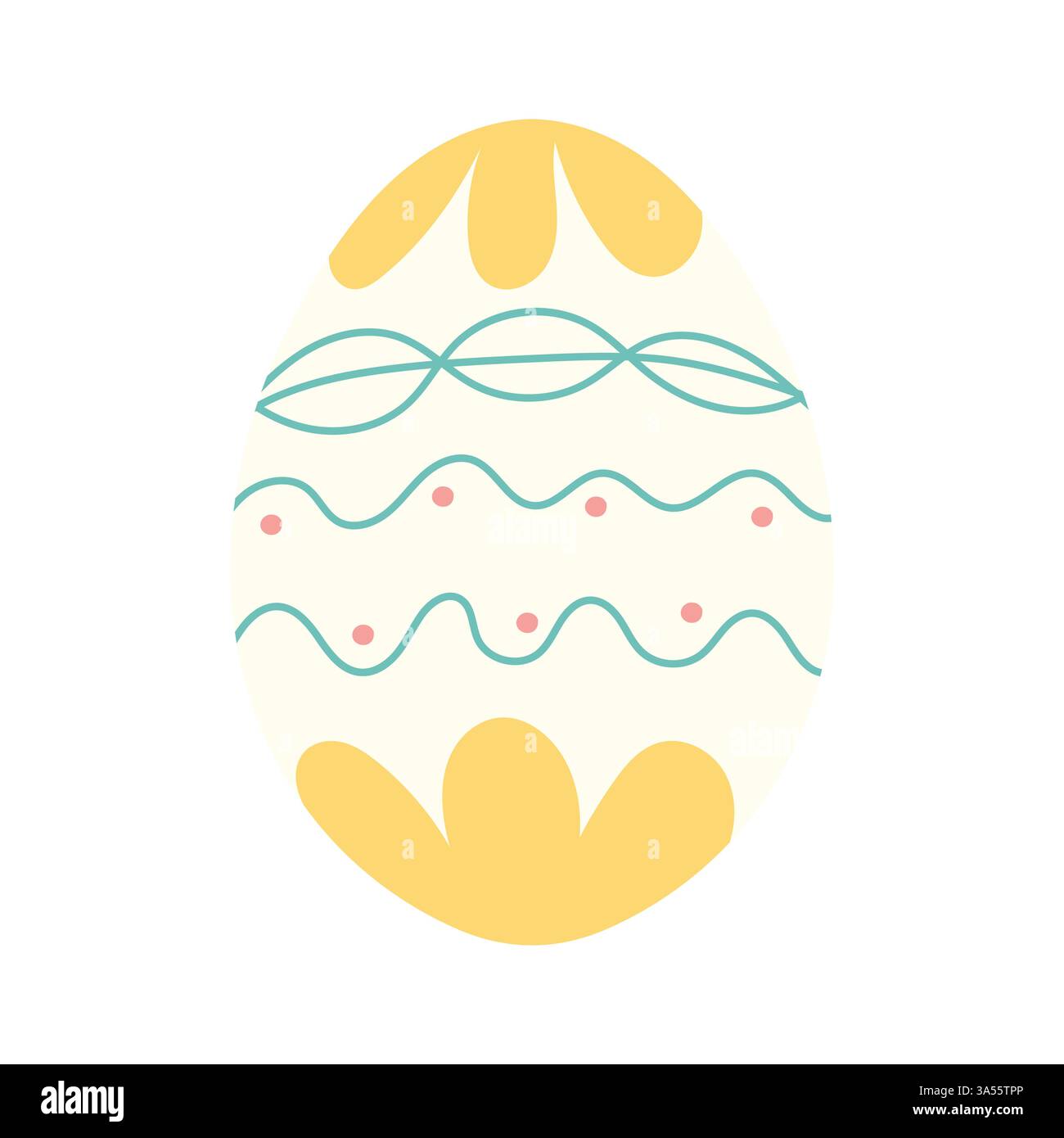 Elegant Easter Egg with Yellow Pattern  Hand-Drawn Clipart Stock Vector