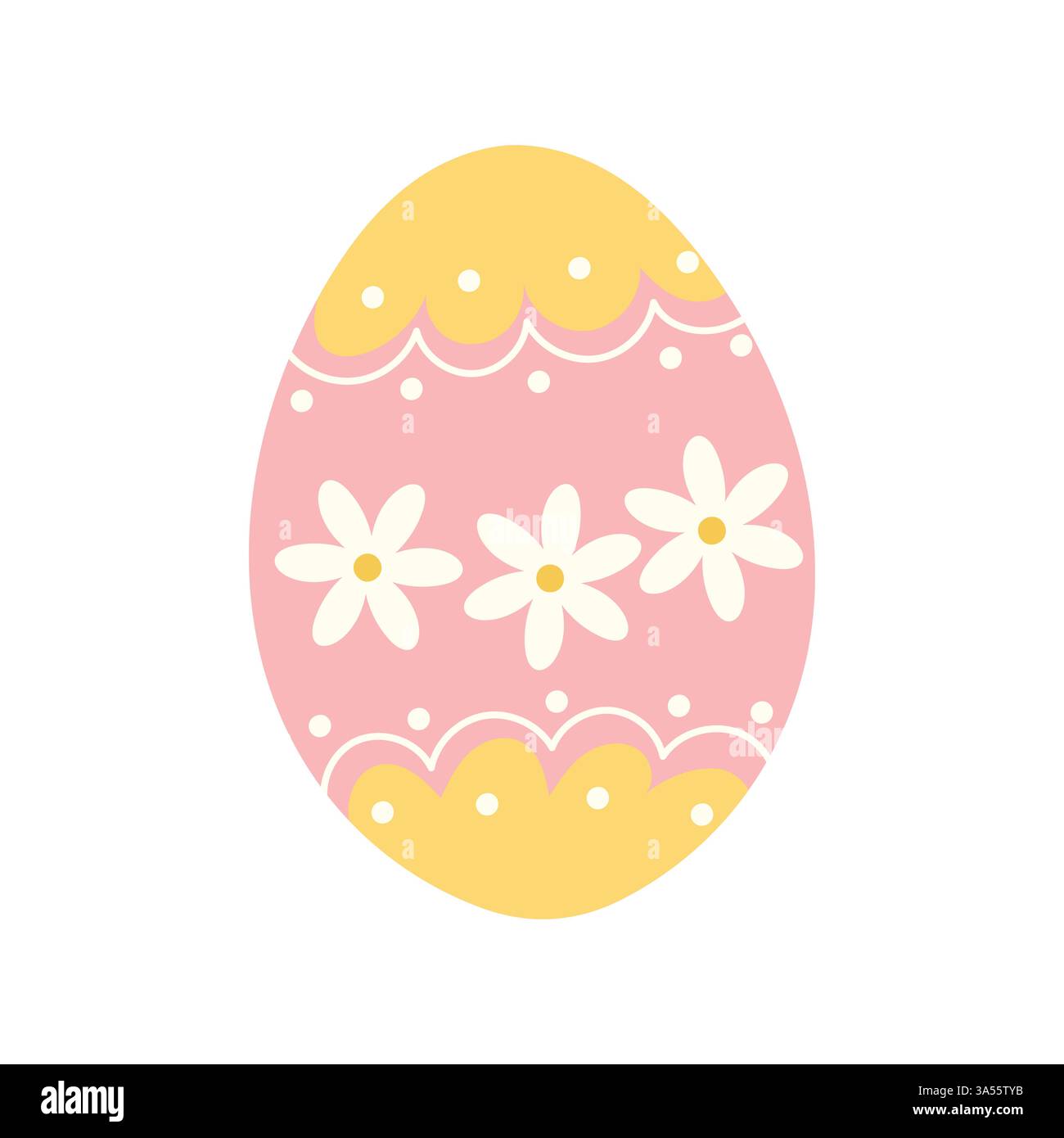 Floral Easter Egg with Daisy Pattern Pastel Spring Illustration Stock Vector