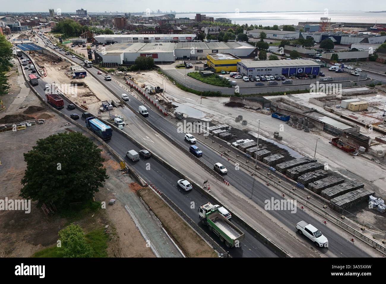 aerial view of A63 Castle Street dual carriageway road improvements ...