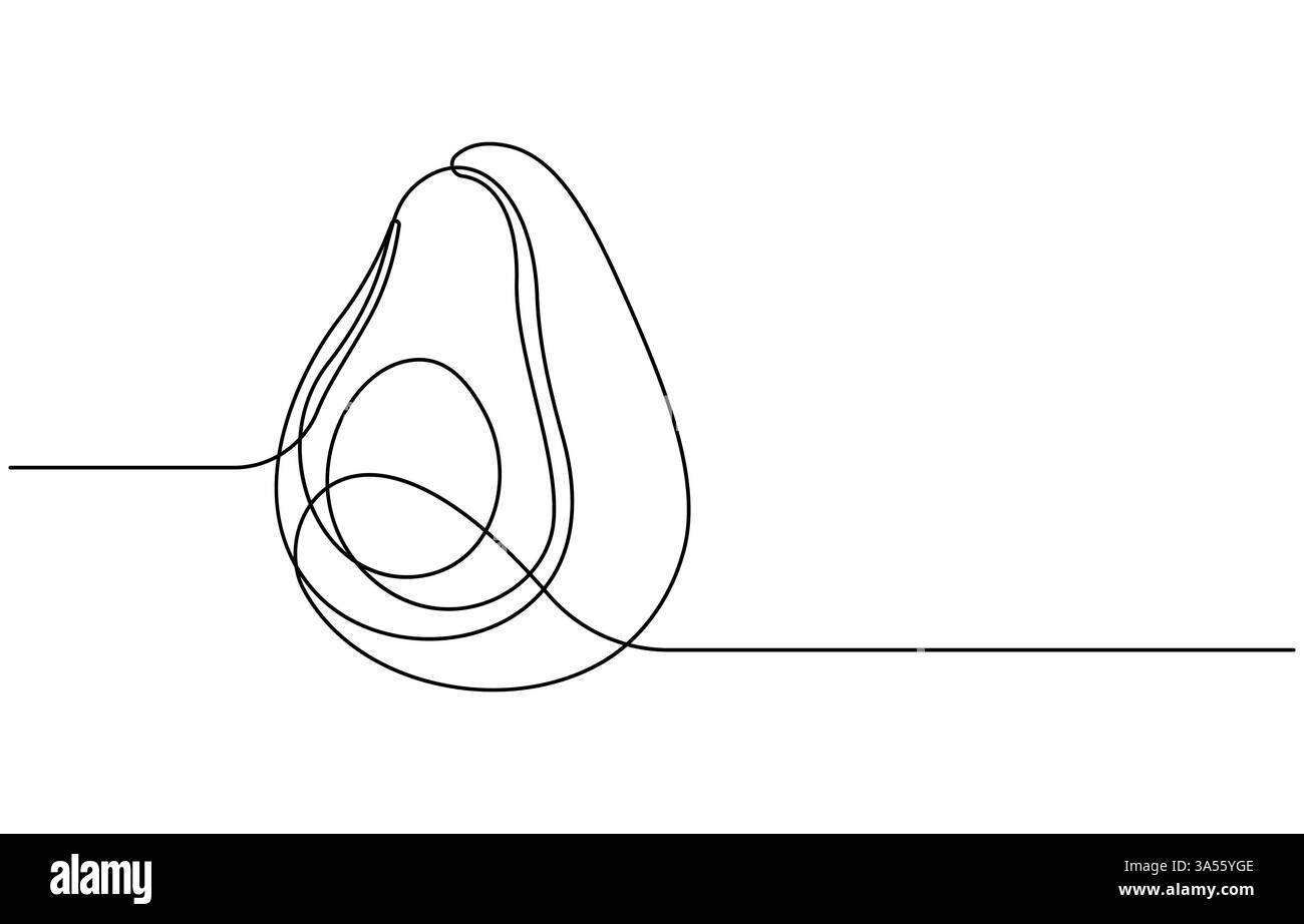 Avocado one line icon. One line drawing background. Continuous line drawing of avocado, continuous line of avocado fruit Stock Vector