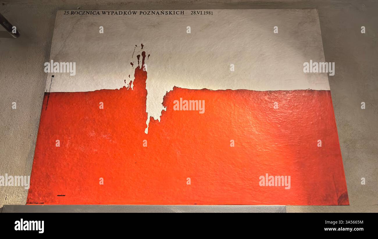 Stylish version of the Polish flag showing a heartbeat and retro weathered appearance. Polish uprising 1956. Gritty oppression Communism USSR - Smartphone Captured Stock Image