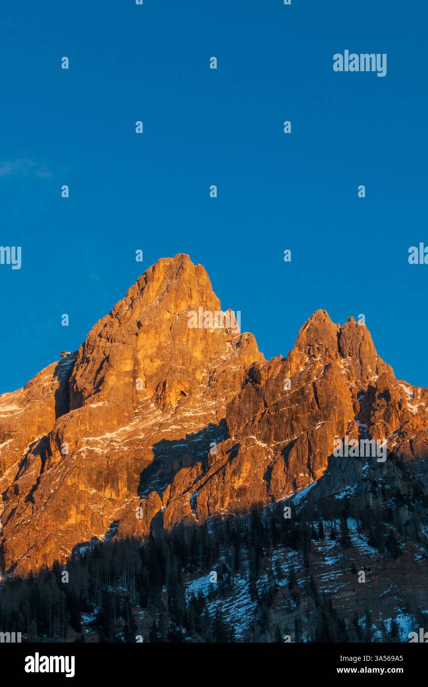 sunset on the peaks of the Dolomites Stock Photo - Alamy