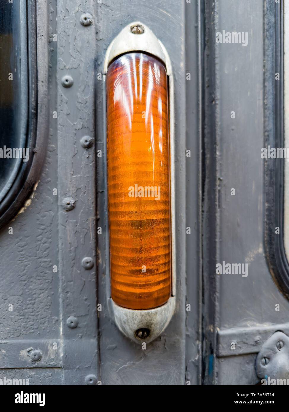 close up of orange direction  indicators on vintage tram at NELSAM north east land sea & air museum - Smartphone Captured Stock Image