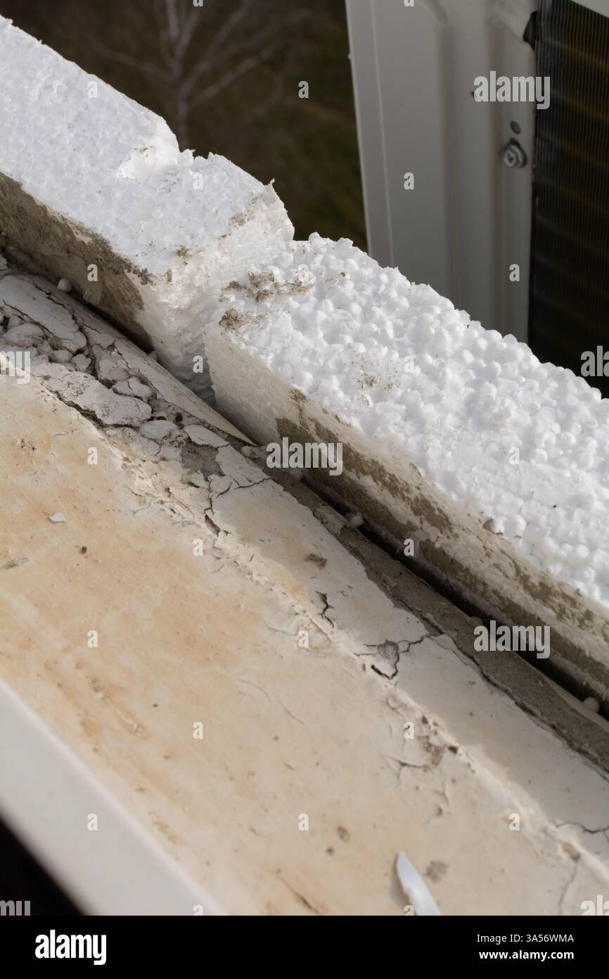 Image showcasing Insulation of the facade with foam plastic in an apartment building ...