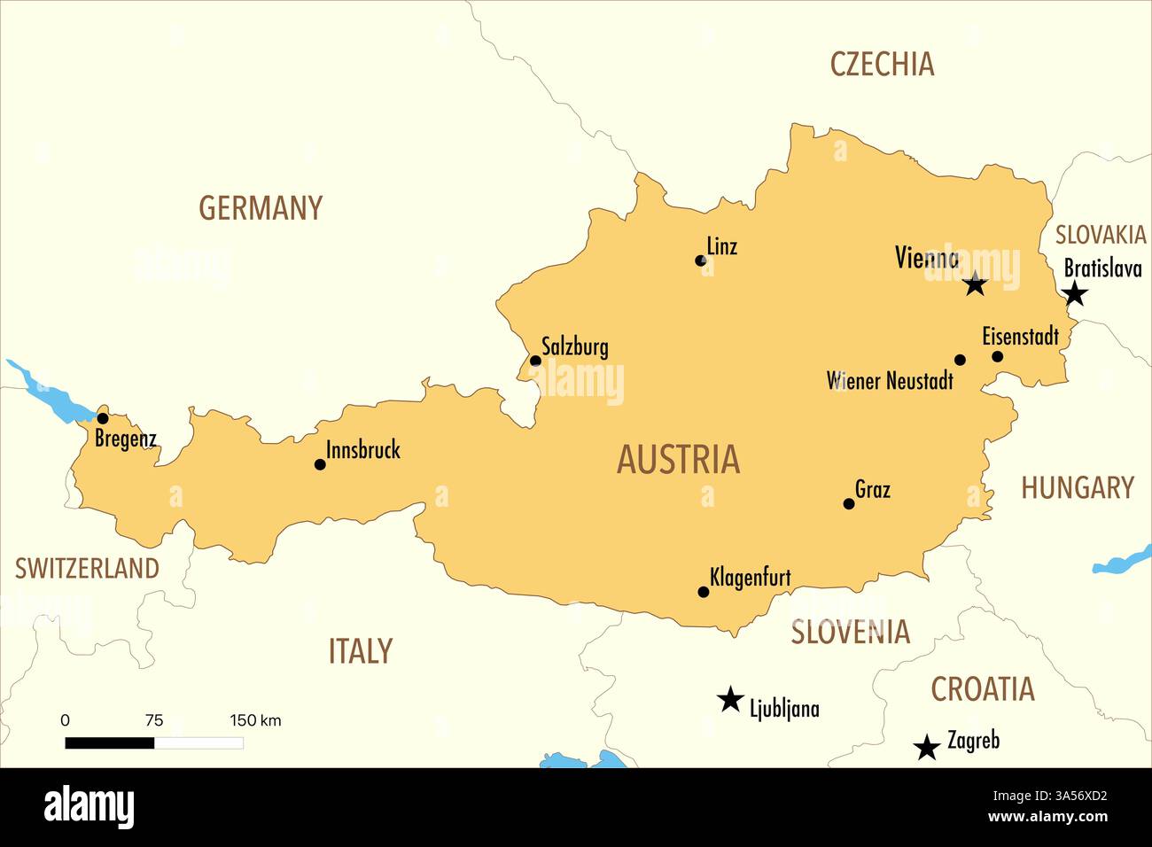 Austria map historic hi res stock - Map Of Austria With Major Cities 3A56XD2