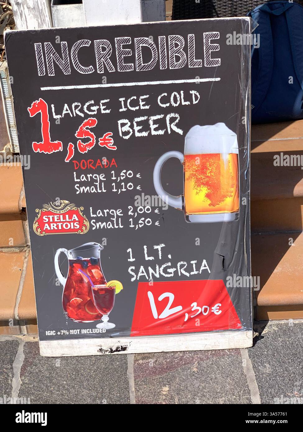 Fuerteventura Canary Island Spain Corralejo island village town outside Vulcanic volcano sea shore people life living tourist tourists clouds Sun - Smartphone Captured Stock Image