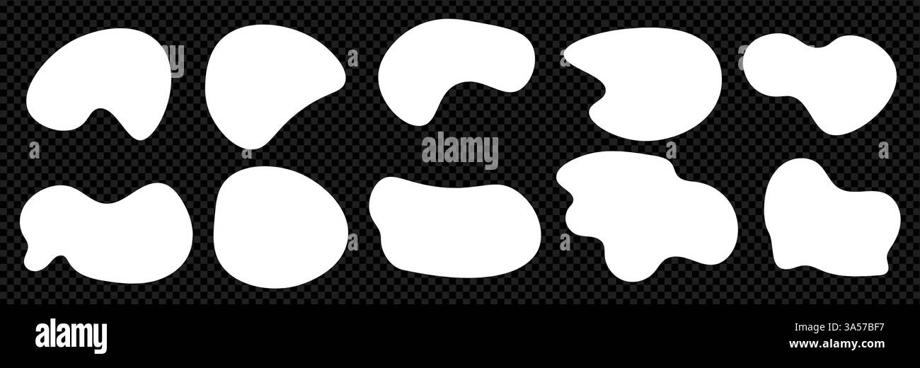 A set of white abstract onganic rounded liquid blob shapes. Vector ...
