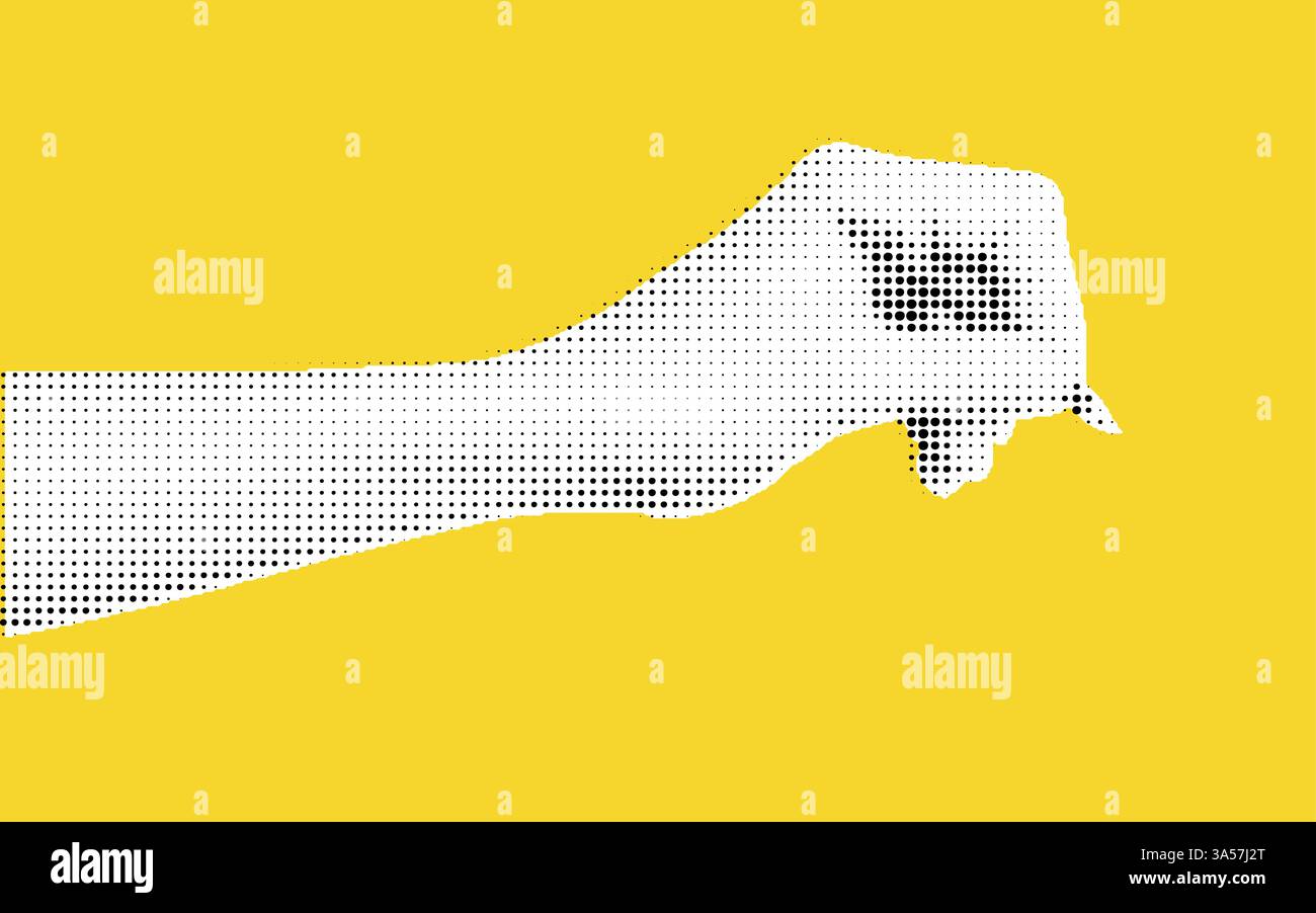 Stylized Fist Gesture on Yellow Background Stock Vector