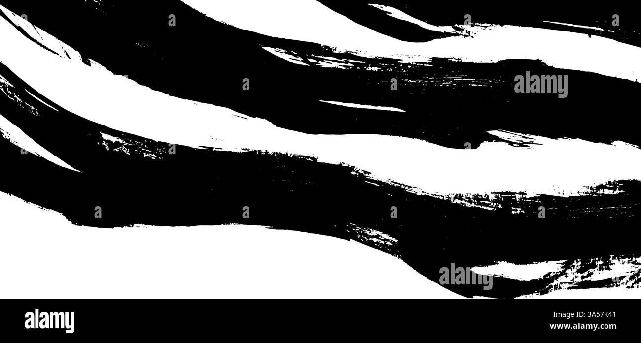 Dynamic Black Brush Strokes on White Background Stock Vector Image ...