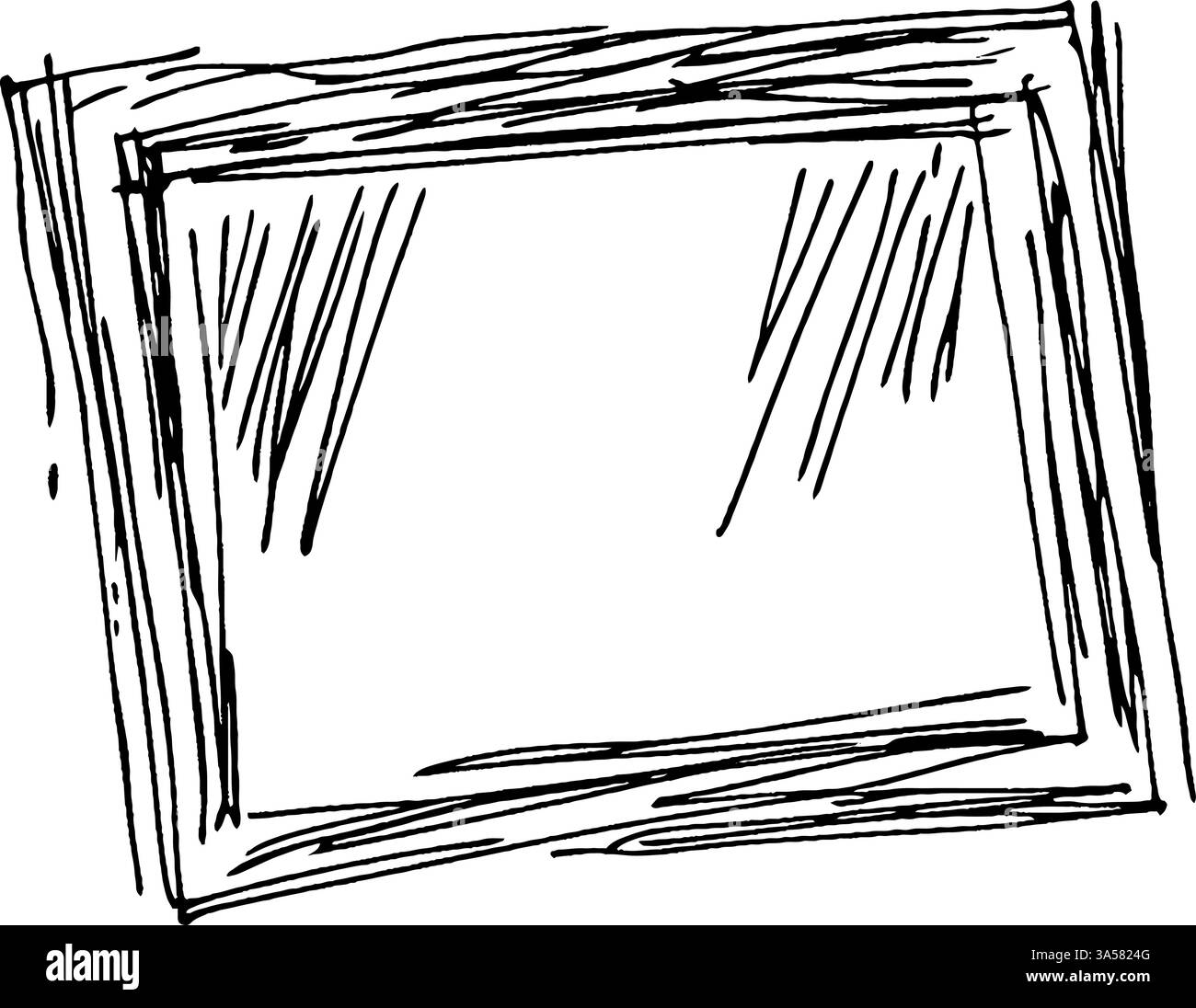 Retangular Frame Drawing A hand-drawn sketch of a rectangular picture frame with a rough ...