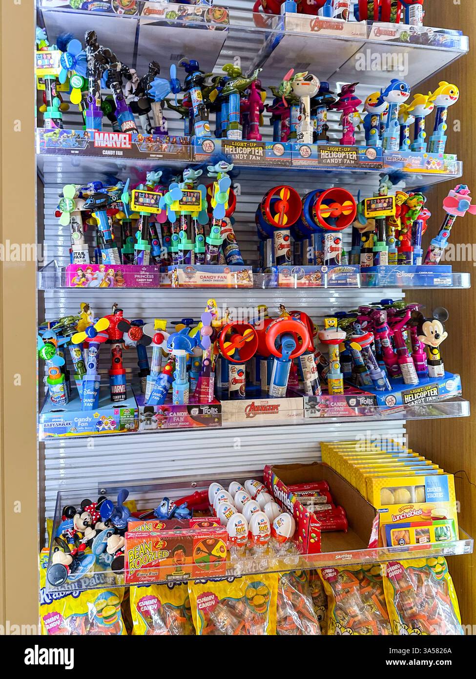 Children's candy and toys in an airport store. Tampa FL, USA March 19, 2025 - Smartphone Captured Stock Image