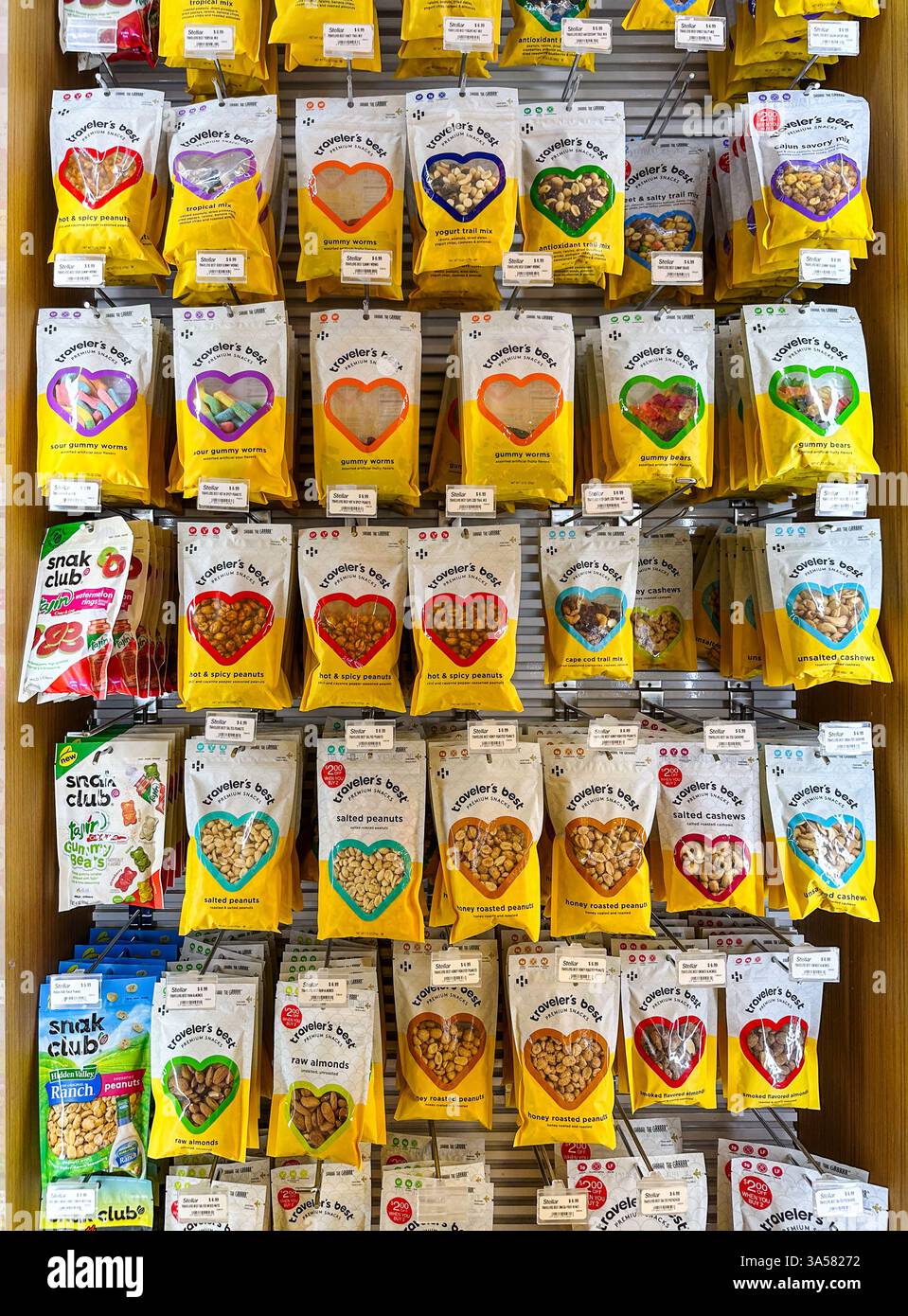 Pre-packaged snacks in an airport store. Tampa, FL USA March 19, 2025 - Smartphone Captured Stock Image