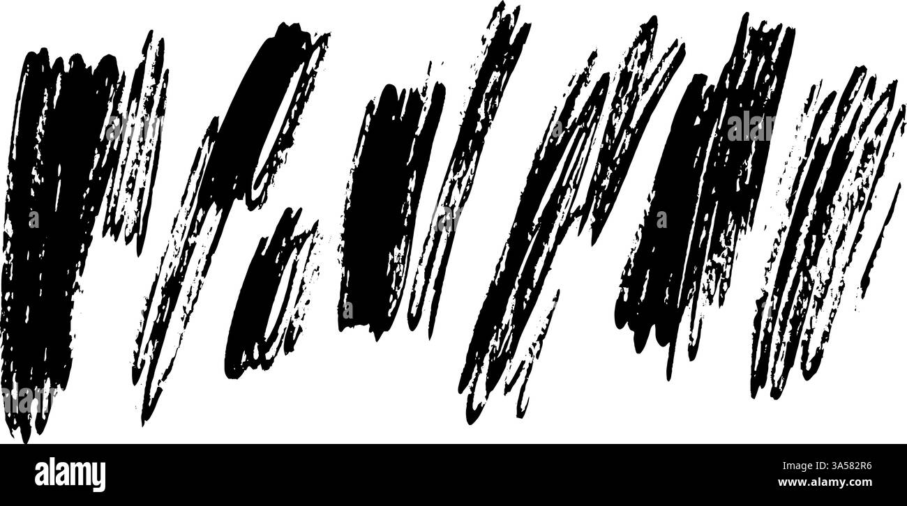 A collection of bold, black brush strokes on a white background ...
