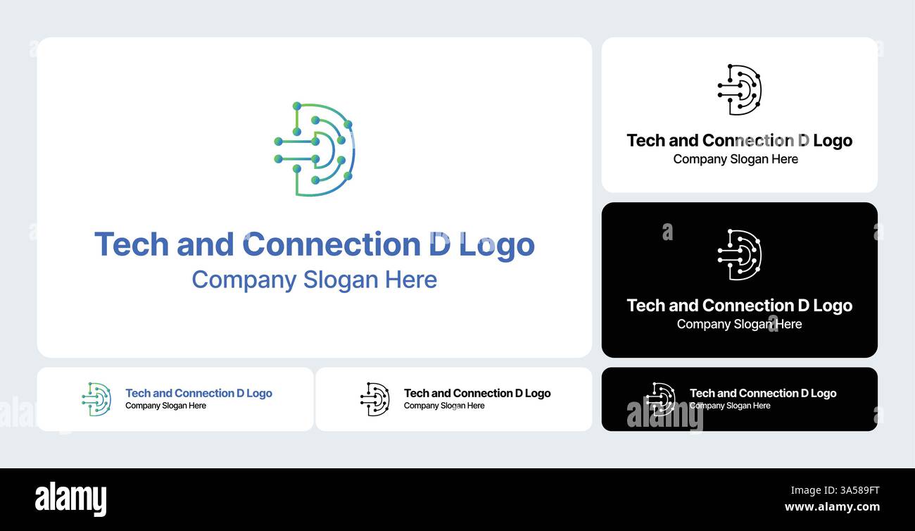 Tech and Connection D Logo | Digital & Network Branding Stock Vector ...