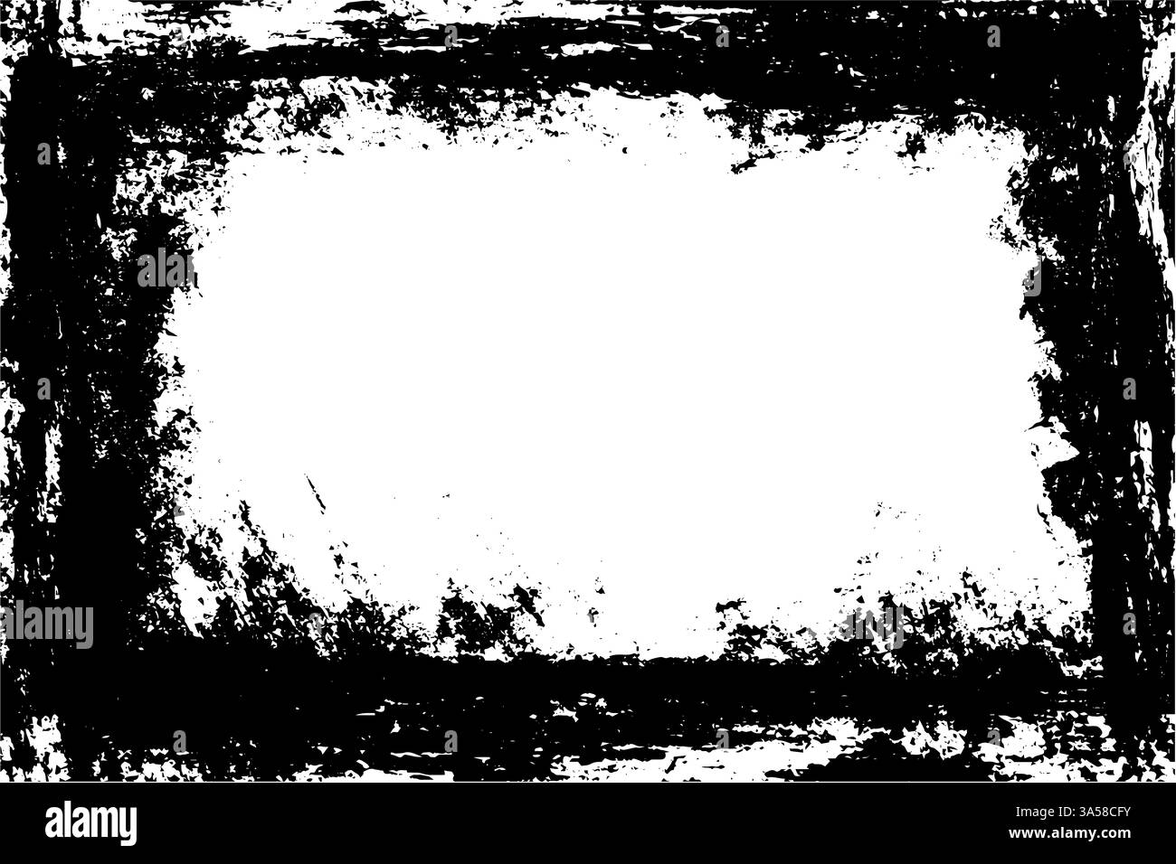 Vector retro frame with black brush border and rough paint strokes ...