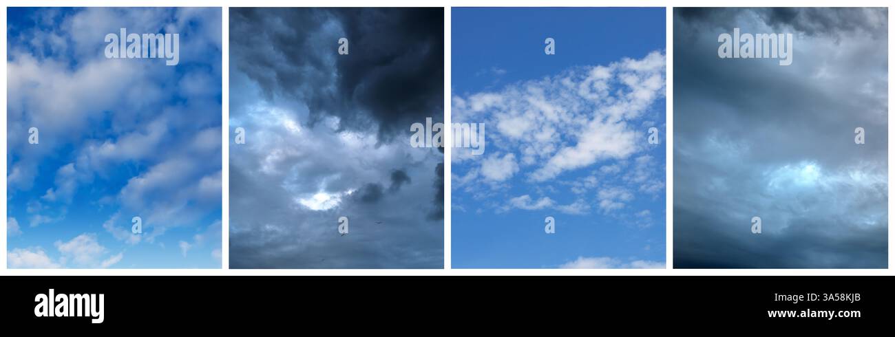 Sky in different weather and time of day, collage. Banner design Stock ...