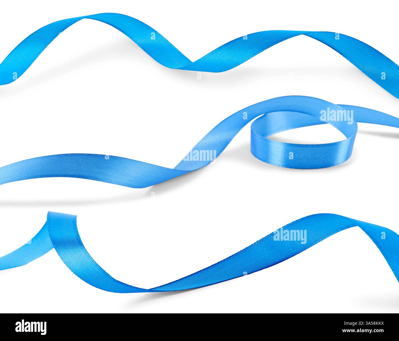 Beautiful blue ribbons isolated on white, set Stock Photo - Alamy
