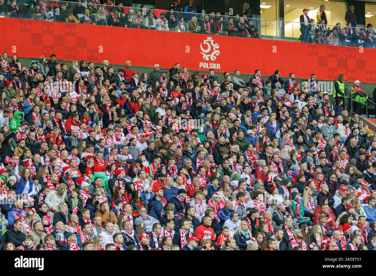 WARSZAWA, POLAND, Mar 21 2025, QUALIFIERS FOR THE WORLD CUP 2026, MATCH BETWEEN POLAND AND LITHUANIA OP:  KIBICE Stock Photo