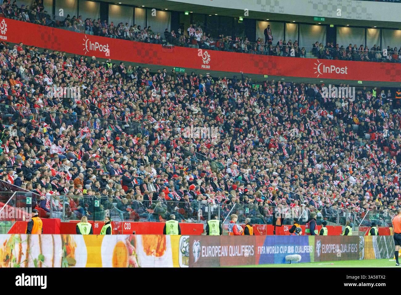 WARSZAWA, POLAND, Mar 21 2025, QUALIFIERS FOR THE WORLD CUP 2026, MATCH BETWEEN POLAND AND LITHUANIA OP:  KIBICE Stock Photo