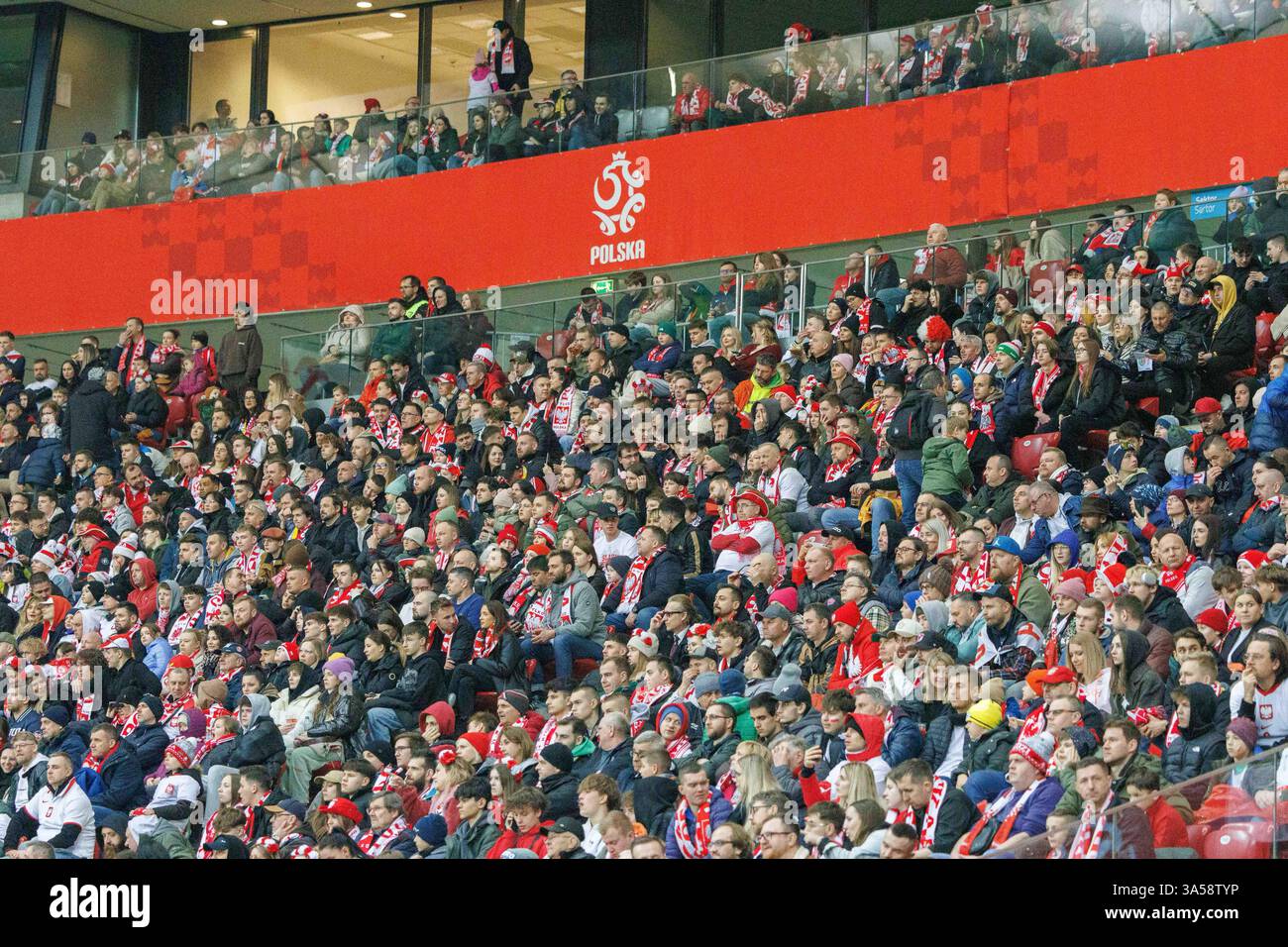 WARSZAWA, POLAND, Mar 21 2025, QUALIFIERS FOR THE WORLD CUP 2026, MATCH BETWEEN POLAND AND LITHUANIA OP:  KIBICE Stock Photo