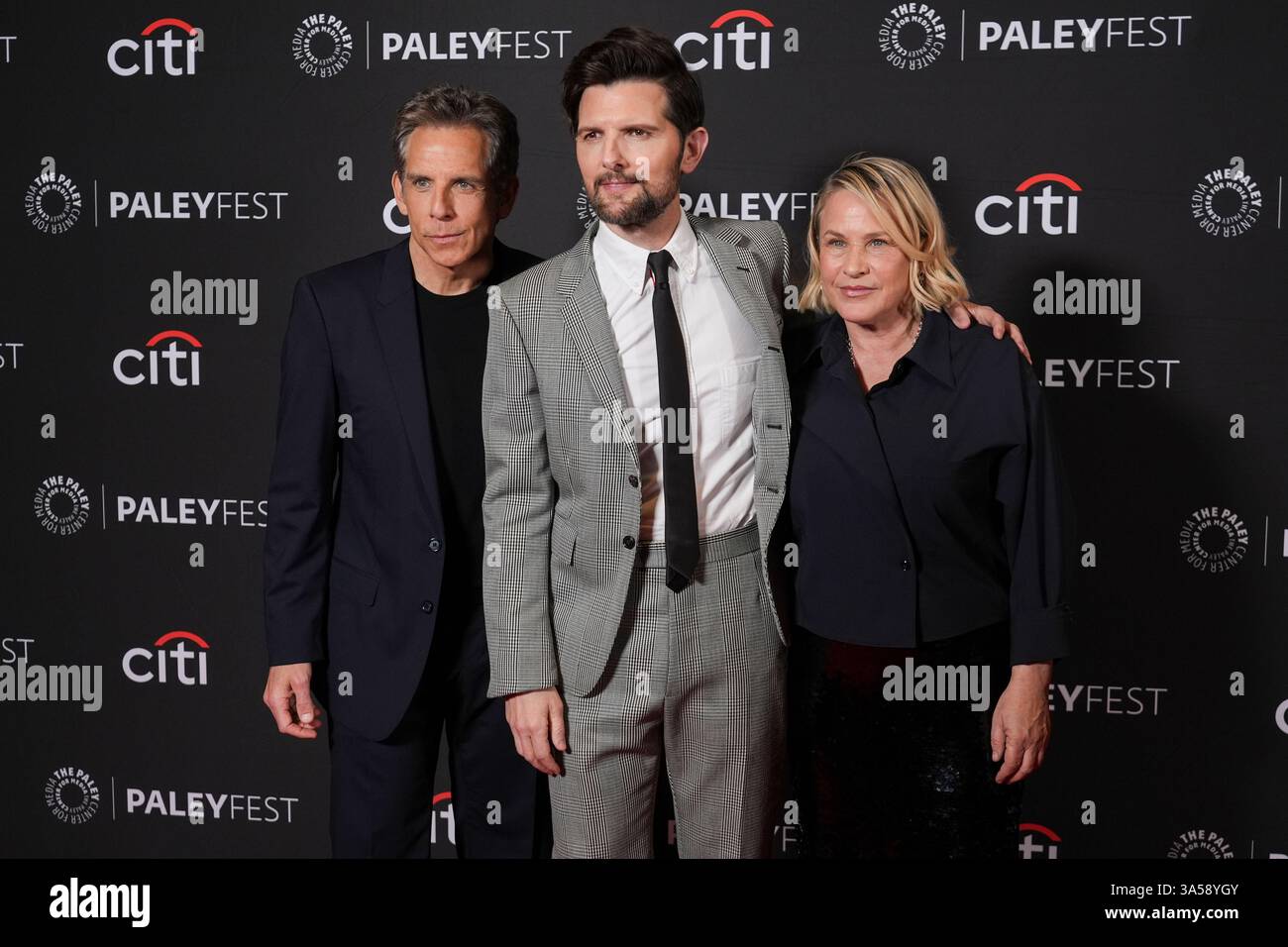 Ben Stiller, from left, Adam Scott, and Patricia Arquette arrive at a(00)