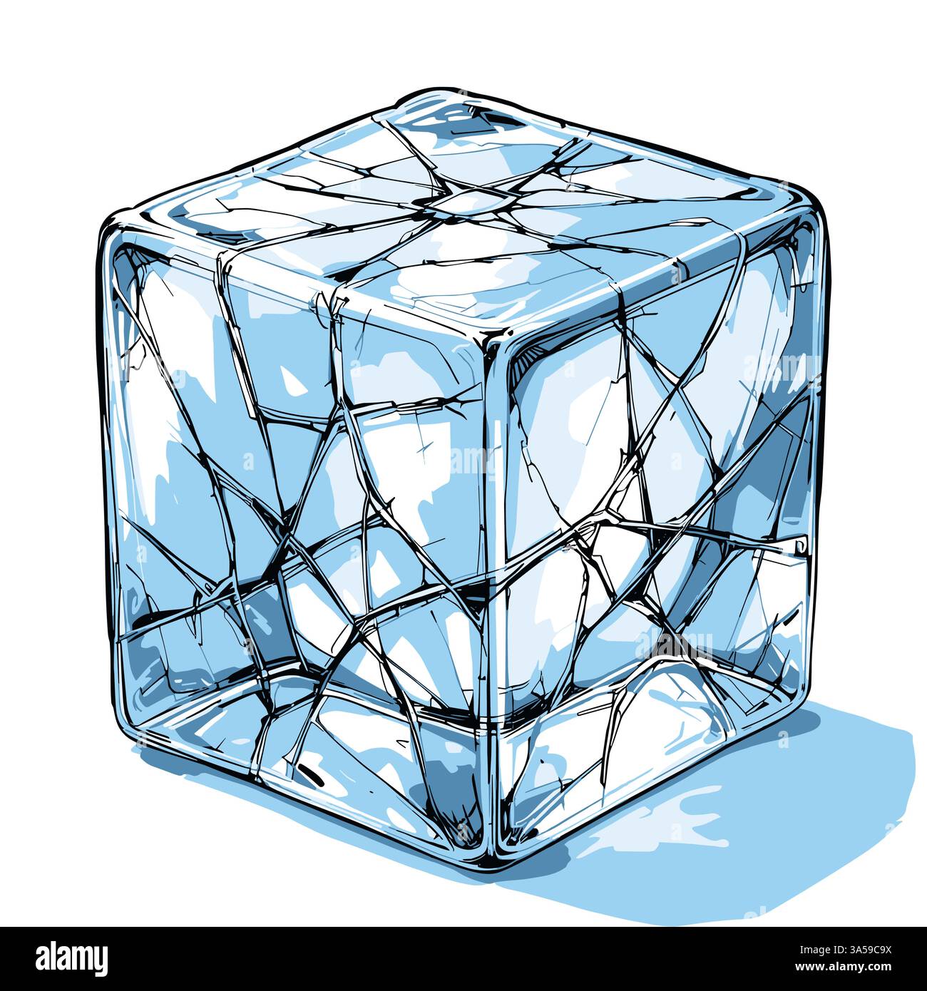 A frozen cube on the verge of collapse, its surface split by countless ...