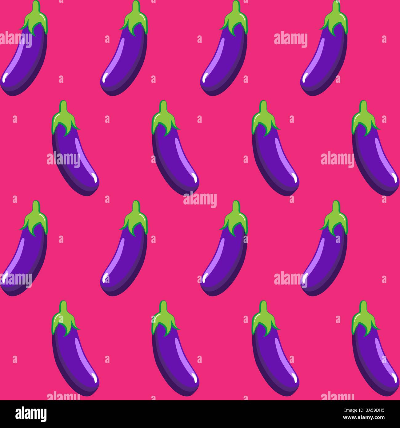 Eggplant stock vector seamless pattern on pink background wallpaper, pattern, web, blog, surface, textures, graphic & printing Stock Vector