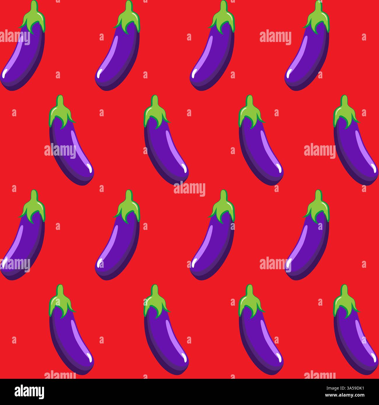 Eggplant stock vector seamless pattern on red background wallpaper, pattern, web, blog, surface, textures, graphic & printing Stock Vector