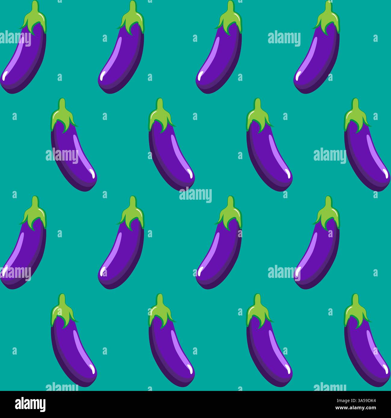Eggplant stock vector seamless pattern on green background wallpaper, pattern, web, blog, surface, textures, graphic & printing Stock Vector